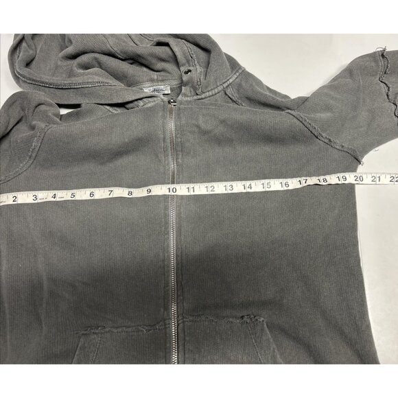 Splendid Full Zip Hoodie Sweatshirt Gray With Black Velvet Trim Size Small - Picture 7 of 9